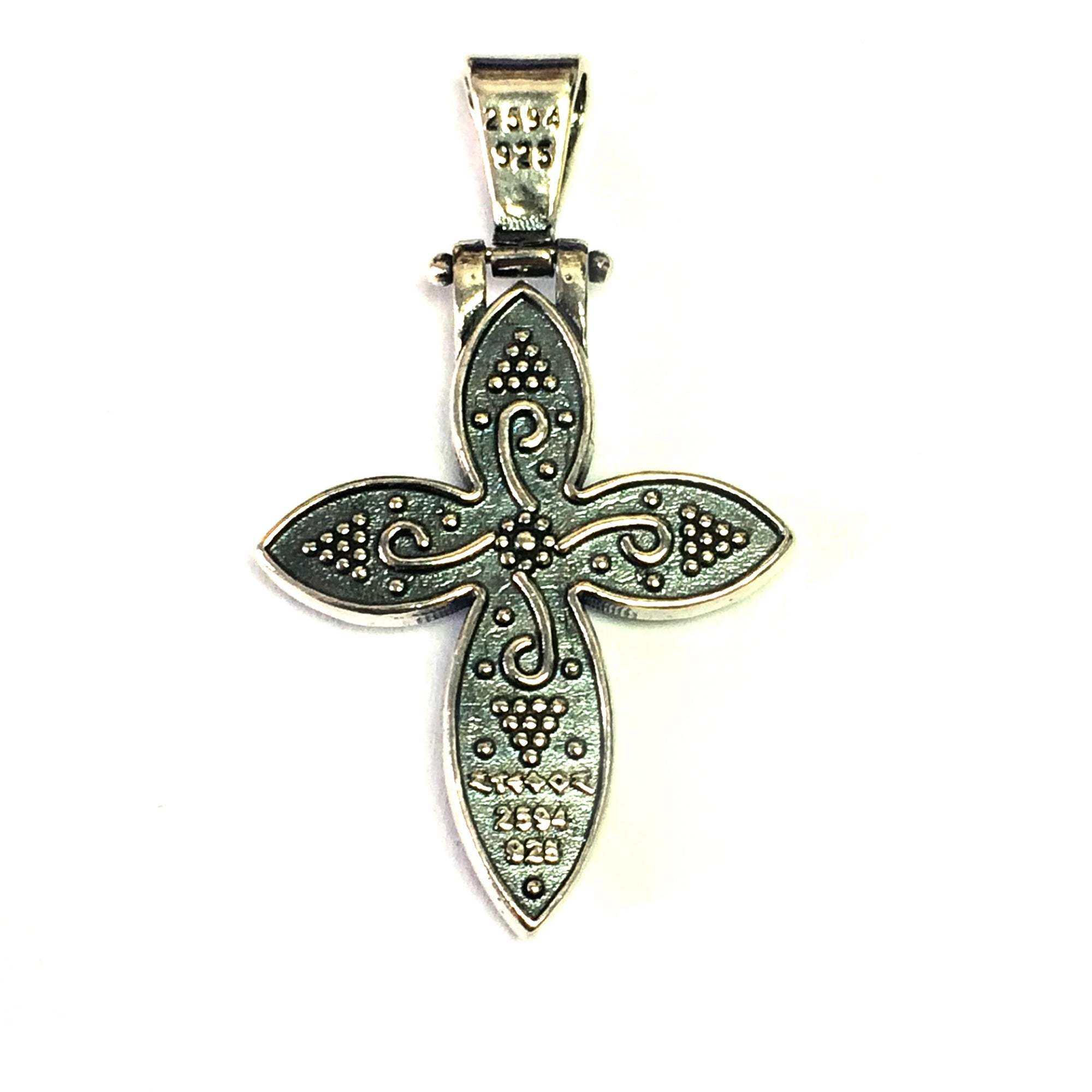 Oxidized Sterling Silver Byzantine Style Cross Pendant - JewelryAffairs