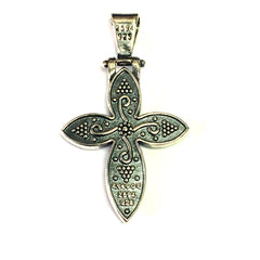 Oxidized Sterling Silver Byzantine Style Cross Pendant - JewelryAffairs