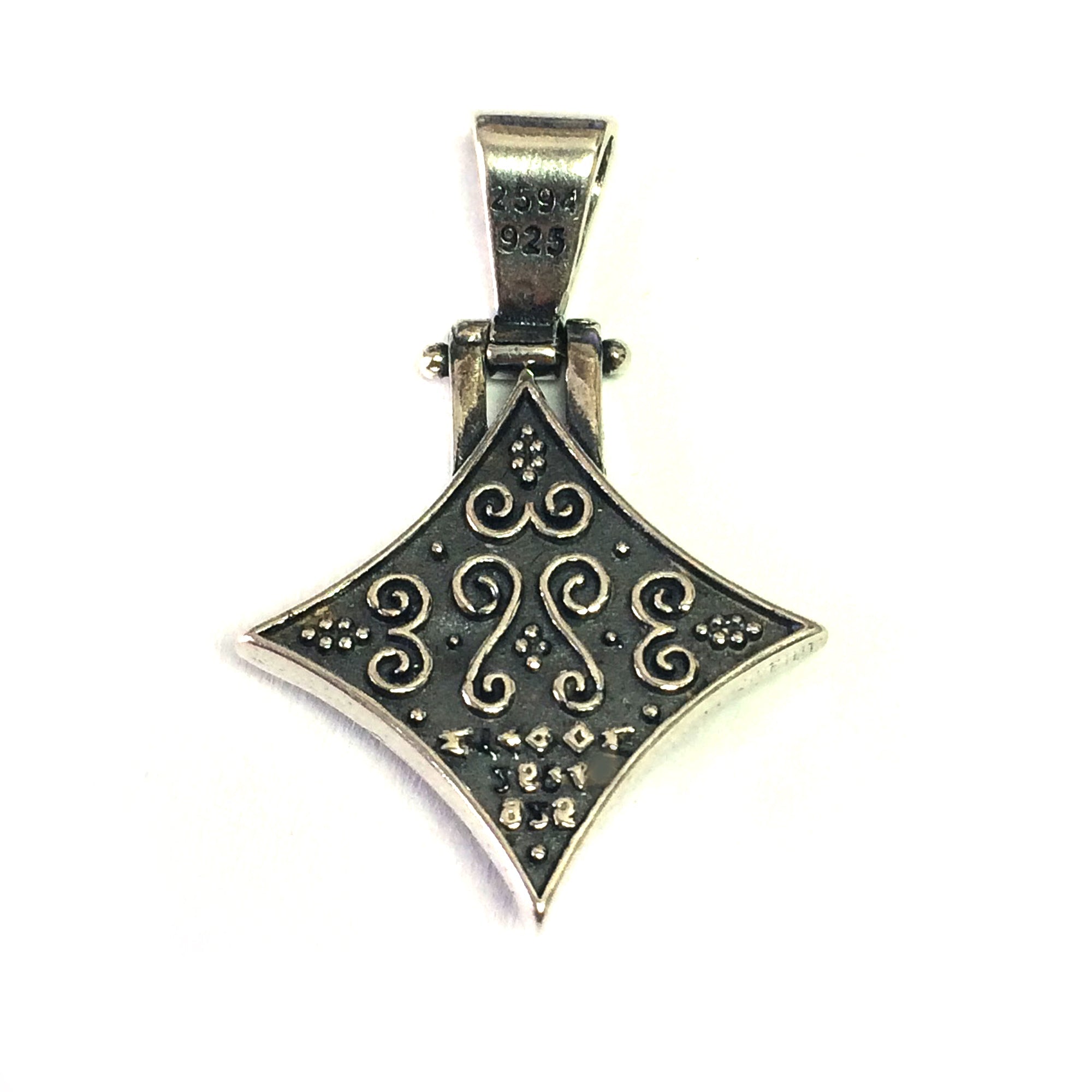 Oxidized Sterling Silver Byzantine Style Rhombus Pendant - JewelryAffairs