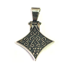 Oxidized Sterling Silver Byzantine Style Rhombus Pendant - JewelryAffairs