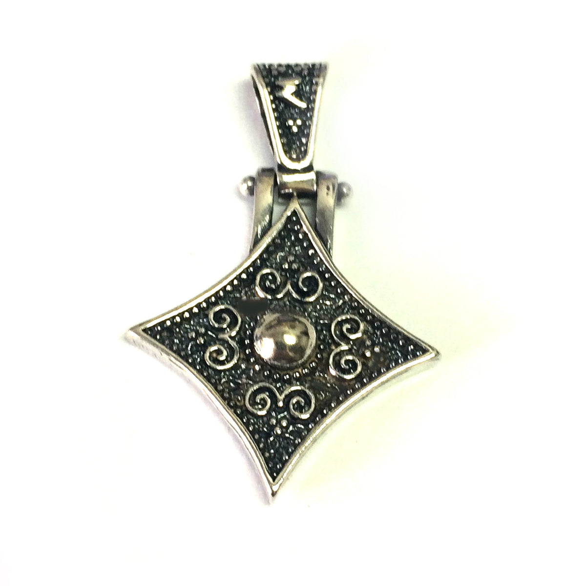Oxidized Sterling Silver Byzantine Style Rhombus Pendant - JewelryAffairs