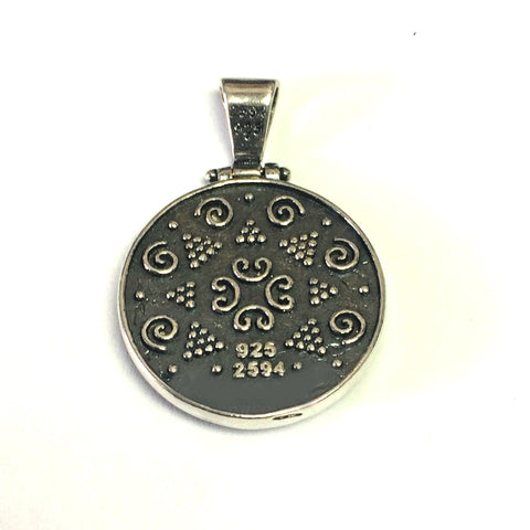 Oxidized Sterling Silver Byzantine Style Round Pendant
