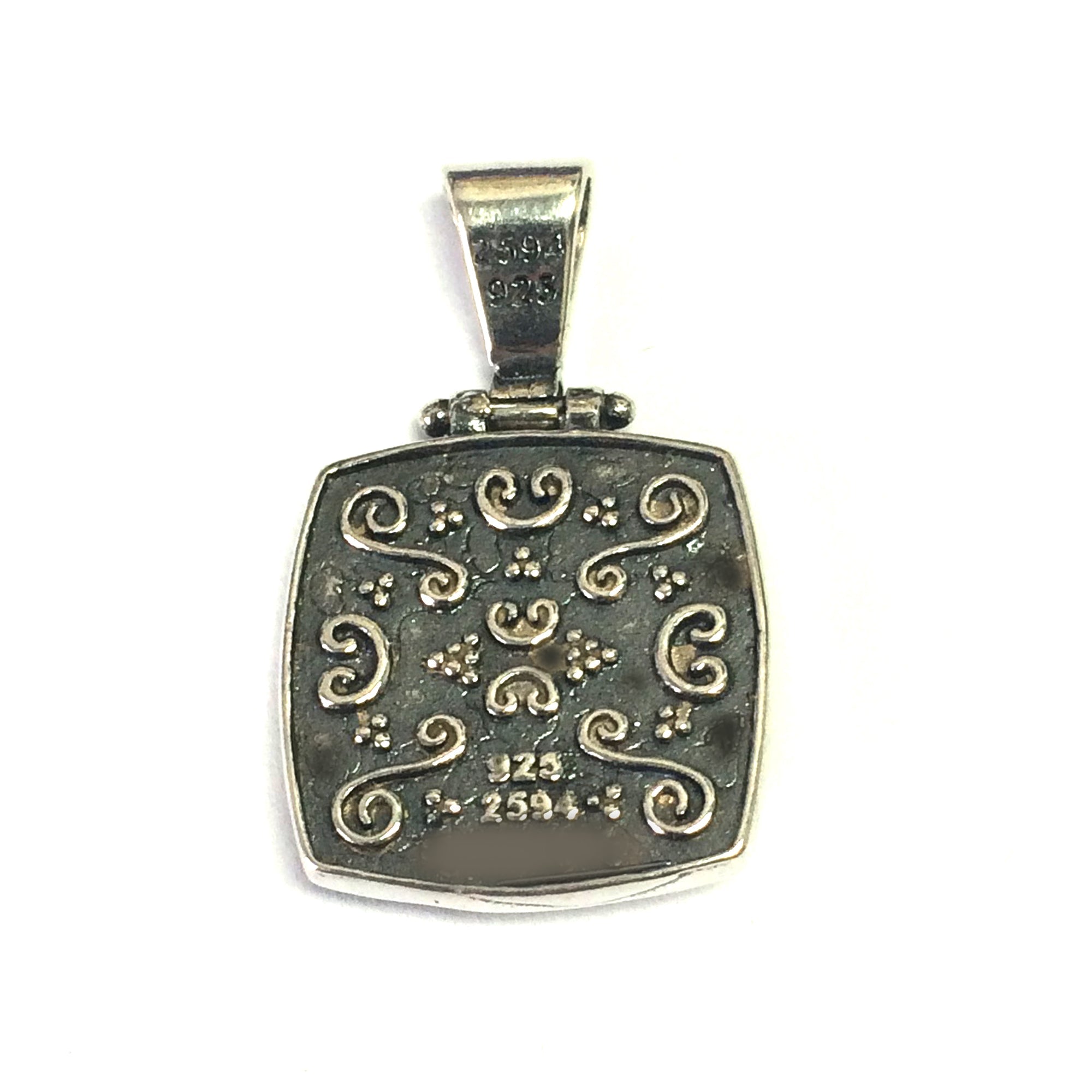 Oxidized Sterling Silver Byzantine Style Square Pendant - JewelryAffairs