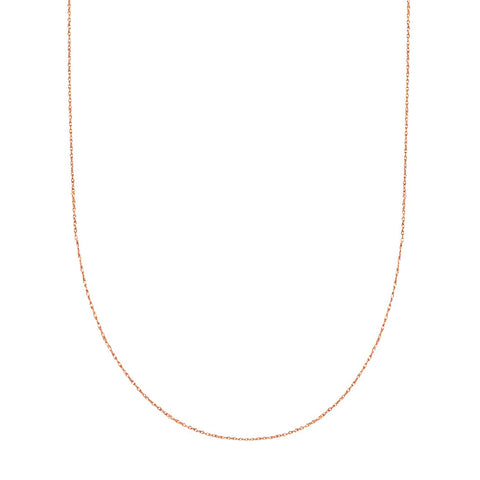 14k Rose Gold Rope Chain Necklace, 0.5mm, 18"