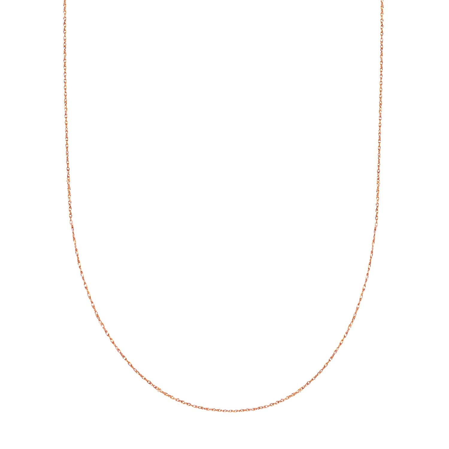 14k Rose Gold Rope Chain Necklace, 0.5mm fine designer jewelry for men and women