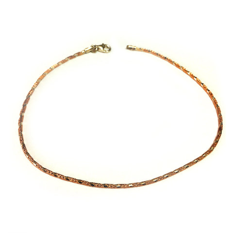 Pink And White Diamond Cut Anklet In Sterling Silver, 10"