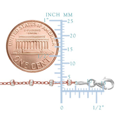 Pink And White Saturn Cable Style Chain Anklet In Sterling Silver