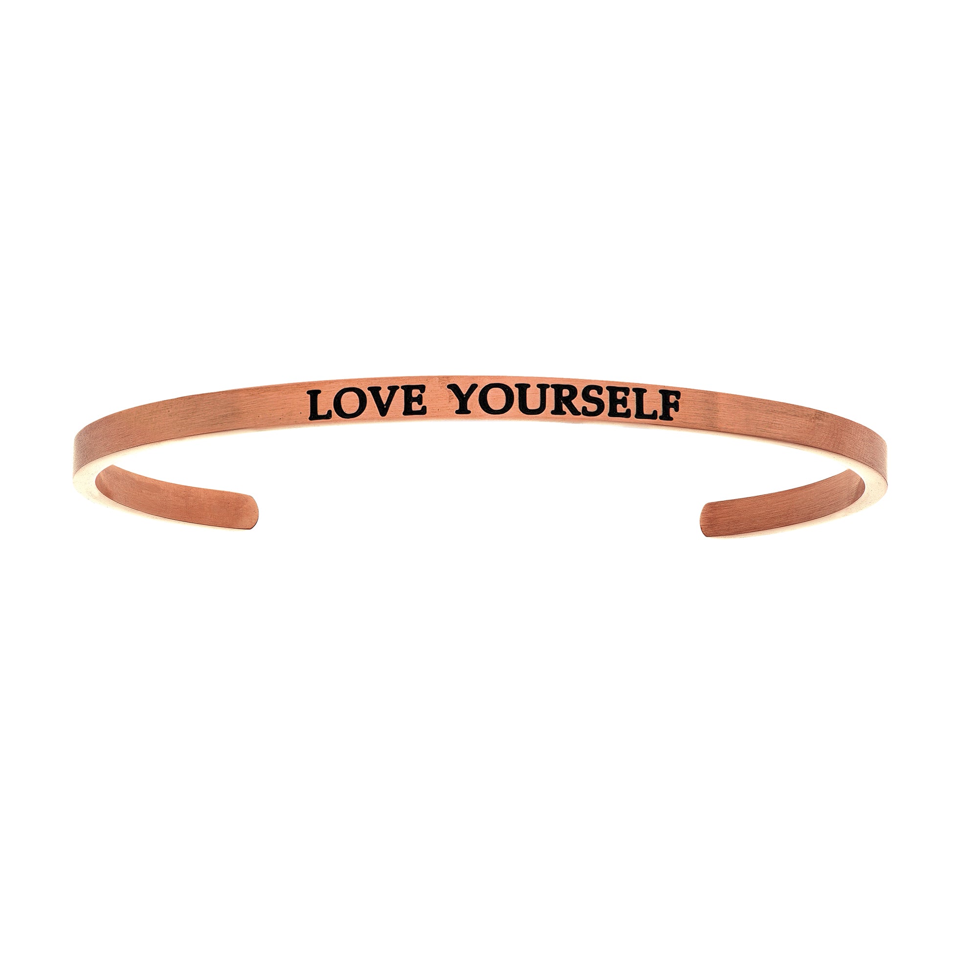 Intuitions Stainless Steel LOVE YOURSELF Diamond Accent Cuff Bangle Bracelet fine designer jewelry for men and women