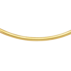 14k Yellow Gold Omega Chain Chocker Necklace, 3mm fine designer jewelry for men and women