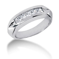 Princess Cut Diamond Mens Ring in 14k white gold (0.85cttw, G - H Color, SI1 Clarity) - JewelryAffairs