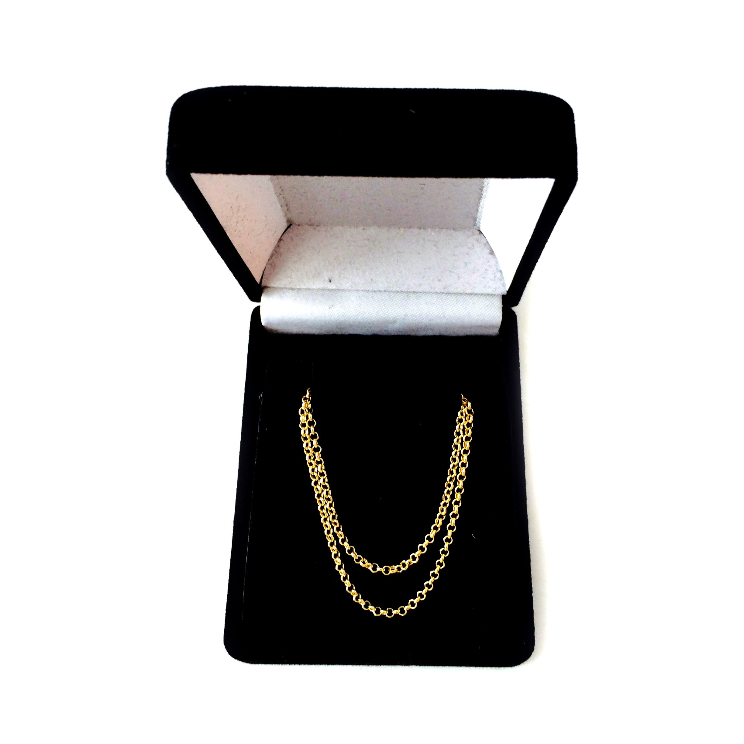 14k Yellow Gold Round Rolo Link Chain Necklace, 1.85mm fine designer jewelry for men and women
