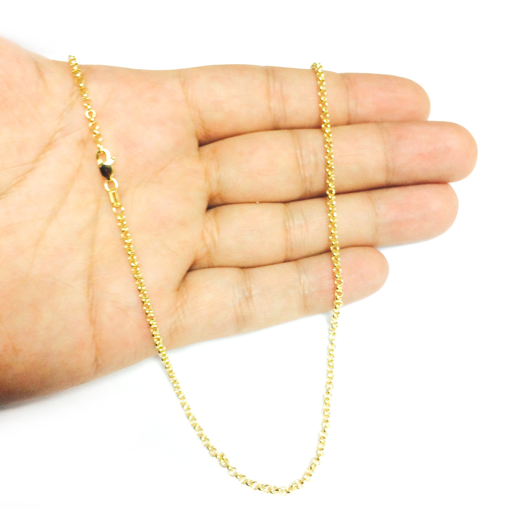14k Yellow Gold Round Rolo Link Chain Necklace, 2.3mm fine designer jewelry for men and women