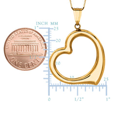 14k Gold Open Heart Pendant Necklace, 18"