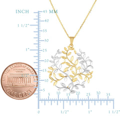 14k Yellow White Gold Tree Of Life Pendant Necklace, 18" fine designer jewelry for men and women