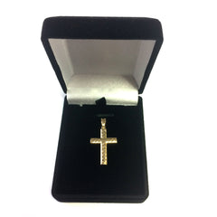 14k Yellow Gold Shiny Diamond Cut Fancy Cross Pendant 15x30 mm fine designer jewelry for men and women