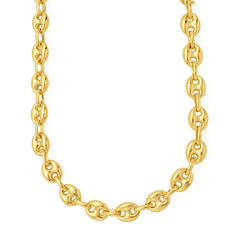 14k Yellow Gold Puffed Mariner Link Chain Necklace, 4.7mm fine designer jewelry for men and women