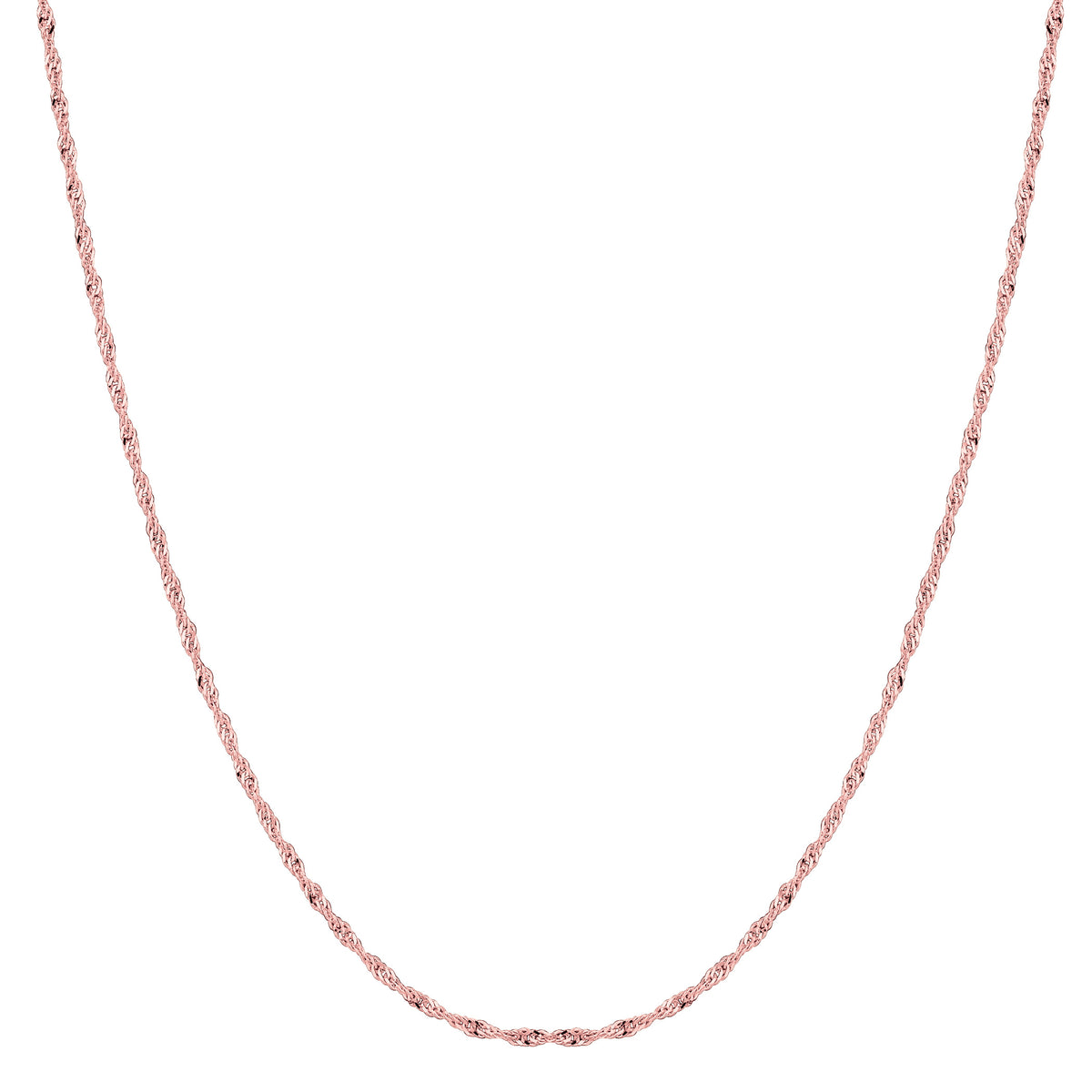 14k Rose Gold Singapore Chain Necklace, 1.0mm fine designer jewelry for men and women
