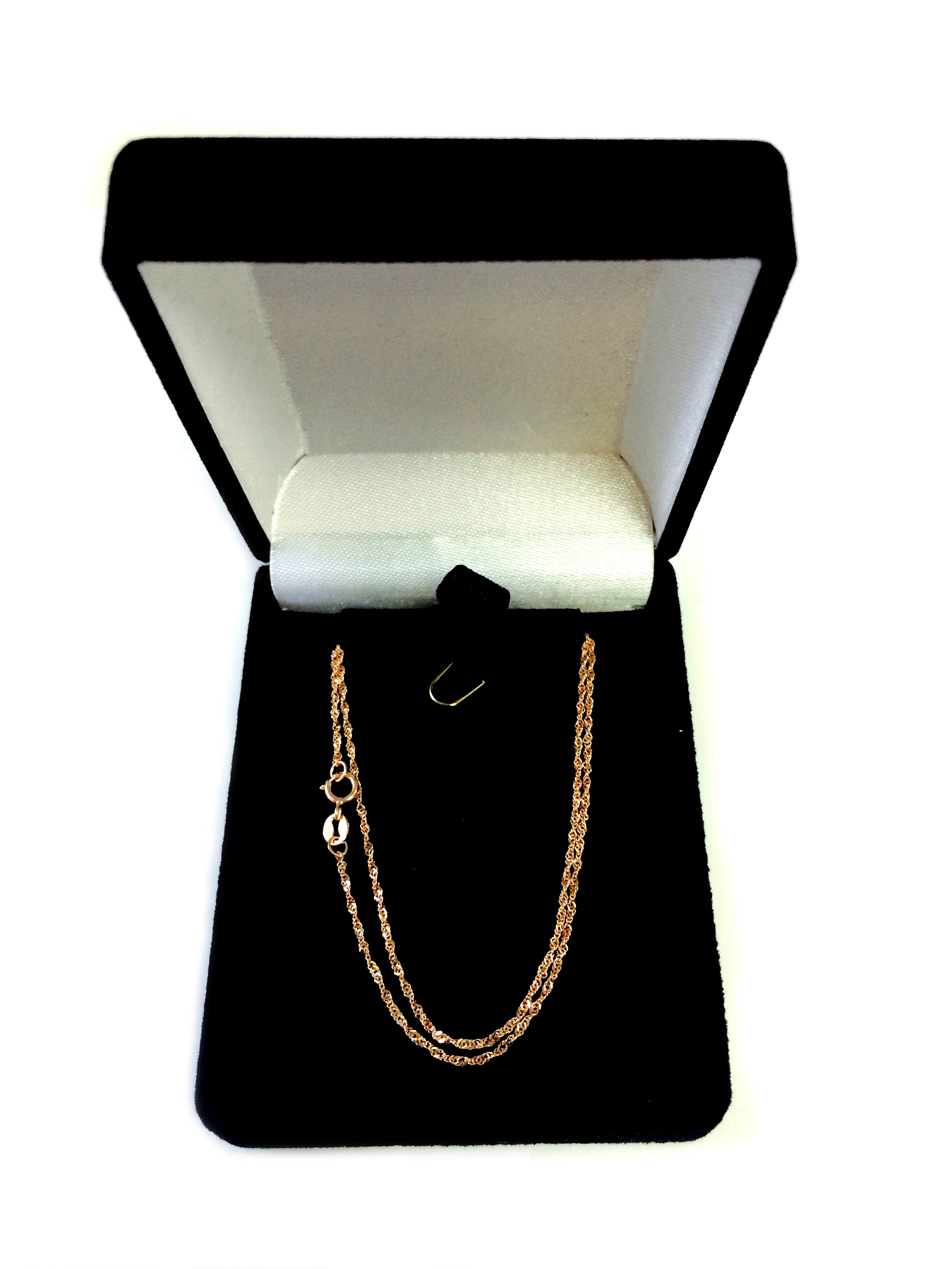 14k Rose Gold Singapore Chain Necklace, 1.0mm fine designer jewelry for men and women