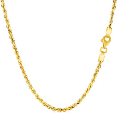 10k Yellow Solid Gold Diamond Cut Rope Chain Necklace, 2.25mm fine designer jewelry for men and women