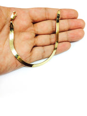14k Yellow Solid Gold Imperial Herringbone Chain Bracelet, 5.0mm fine designer jewelry for men and women