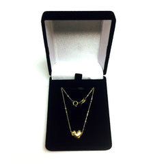 Real Gold Puffed Heart Pendant Necklace, 18"