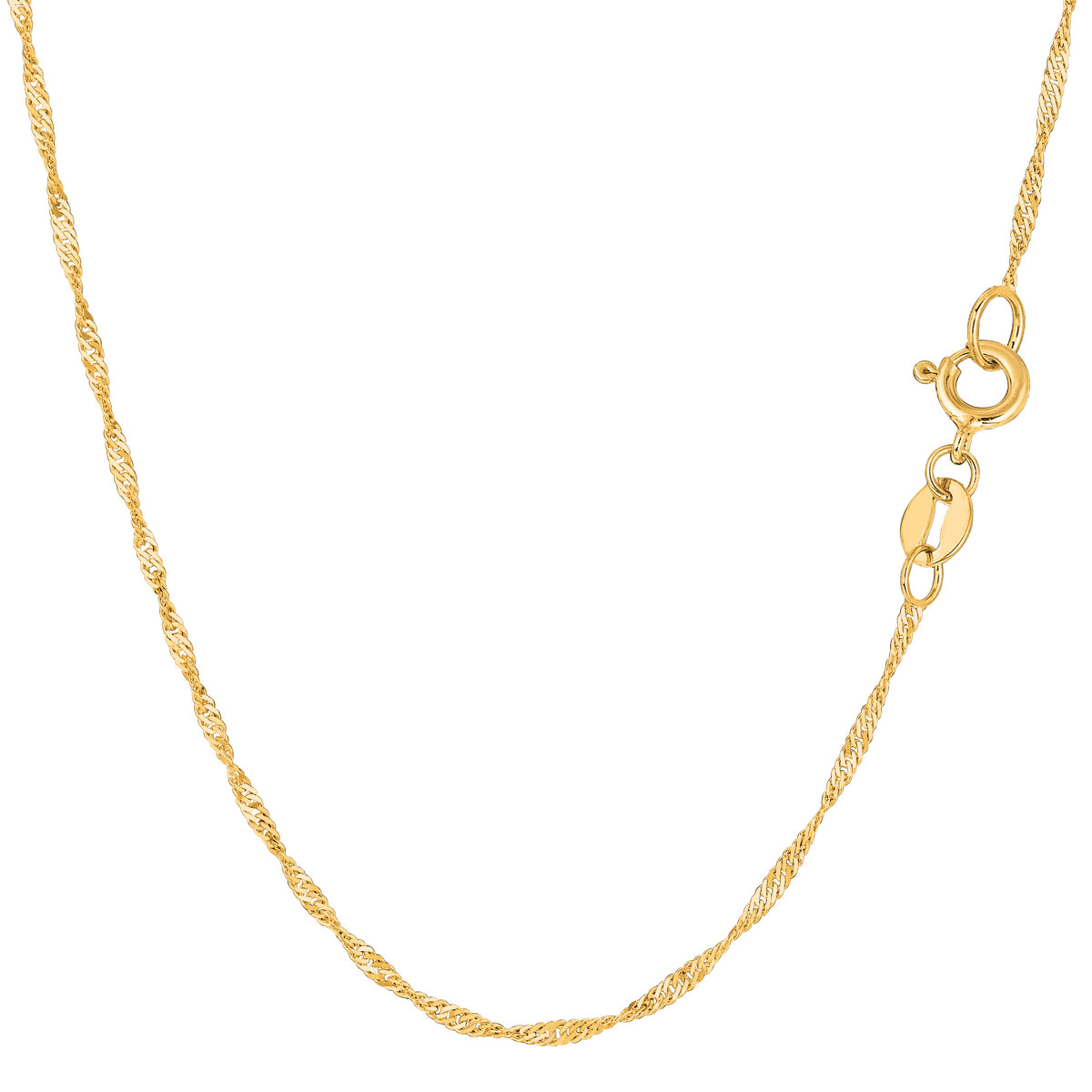 14k Yellow Gold Singapore Chain Necklace, 1.5mm fine designer jewelry for men and women