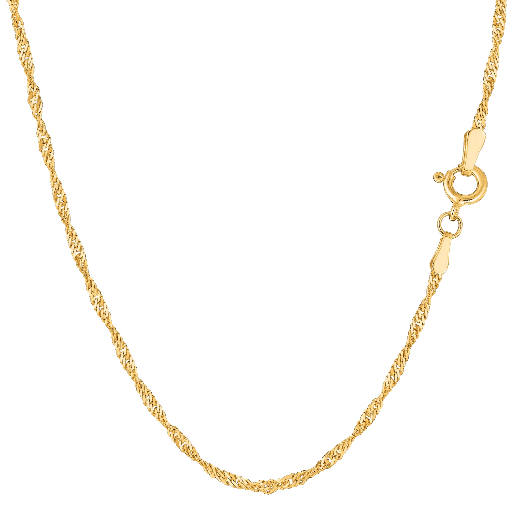14k Yellow Gold Singapore Chain Necklace, 1.7mm fine designer jewelry for men and women
