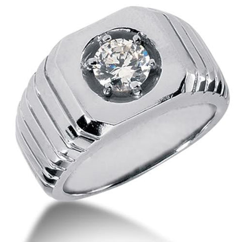 Round Brilliant Diamond Mens Ring in 14k white gold (0.25cttw, F-G Color, SI2 Clarity)