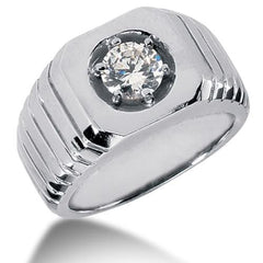 Round Brilliant Diamond Mens Ring in 14k white gold (0.25cttw, F-G Color, SI2 Clarity)