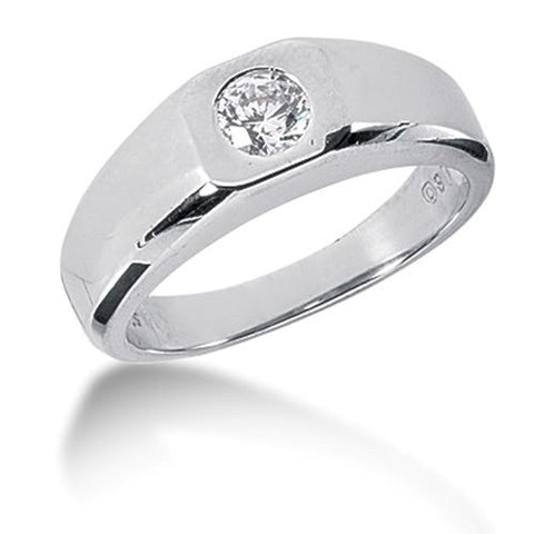 Round Brilliant Diamond Mens Ring in 14k white gold (0.25cttw, F-G Color, SI2 Clarity)