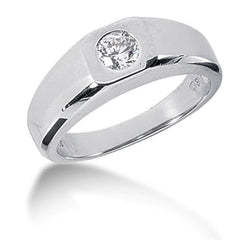 Round Brilliant Diamond Mens Ring in 14k white gold (0.25cttw, F-G Color, SI2 Clarity)