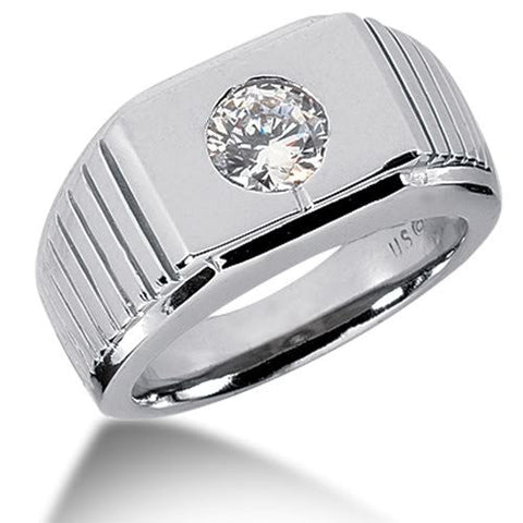 Round Brilliant Diamond Mens Ring in 14k white gold (0.25cttw, F-G Color, SI2 Clarity)