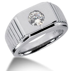 Round Brilliant Diamond Mens Ring in 14k white gold (0.25cttw, F-G Color, SI2 Clarity)