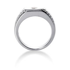 Round Brilliant Diamond Mens Ring in 14k white gold (0.25cttw, F-G Color, SI2 Clarity)
