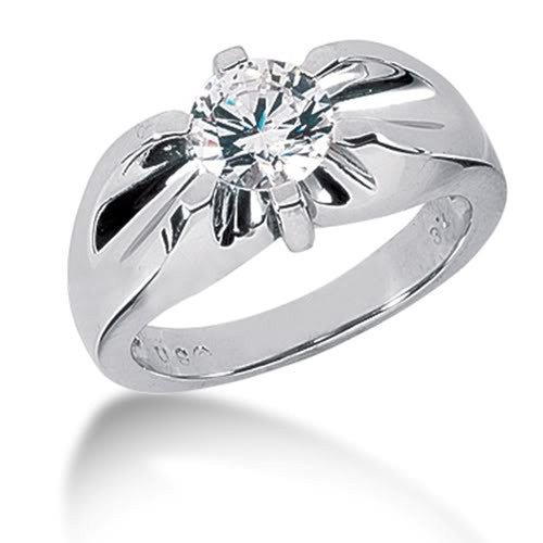 Round Brilliant Diamond Mens Ring in 14k white gold (0.25cttw, F-G Color, SI2 Clarity)