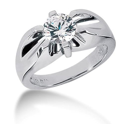 Round Brilliant Diamond Mens Ring in 14k white gold (0.25cttw, F-G Color, SI2 Clarity)