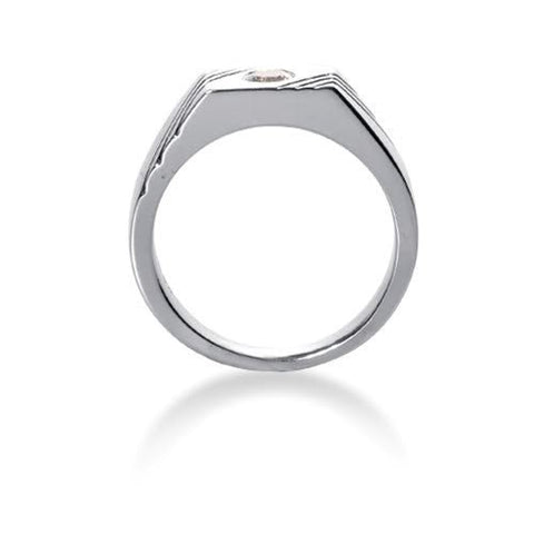 Round Brilliant Diamond Mens Ring in 14k white gold (0.25cttw, F-G Color, SI2 Clarity)