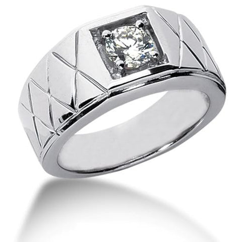 Round Brilliant Diamond Mens Ring in 14k white gold (0.25cttw, F-G Color, SI2 Clarity)
