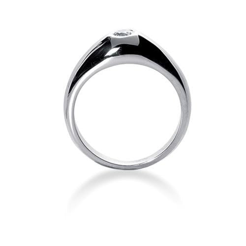 Round Brilliant Diamond Mens Ring in 14k white gold (0.25cttw, F-G Color, SI2 Clarity)