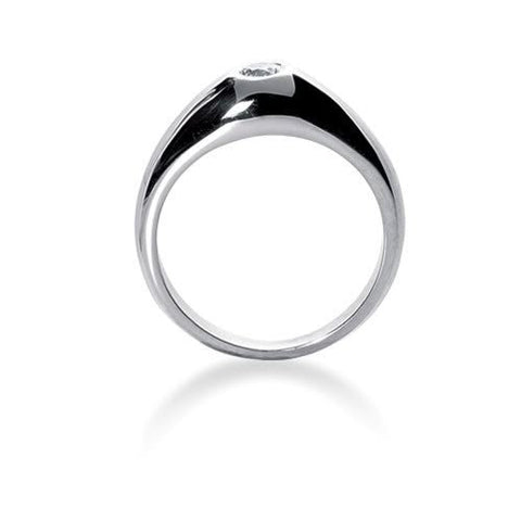 Round Brilliant Diamond Mens Ring in 14k white gold (0.25cttw, F-G Color, SI2 Clarity)