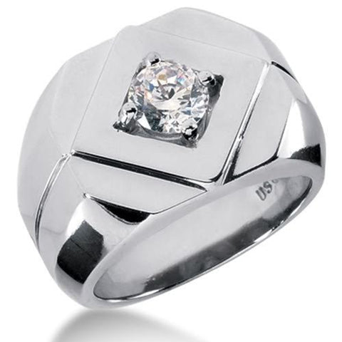 Round Brilliant Diamond Mens Ring in 14k white gold (0.25cttw, F-G Color, SI2 Clarity)