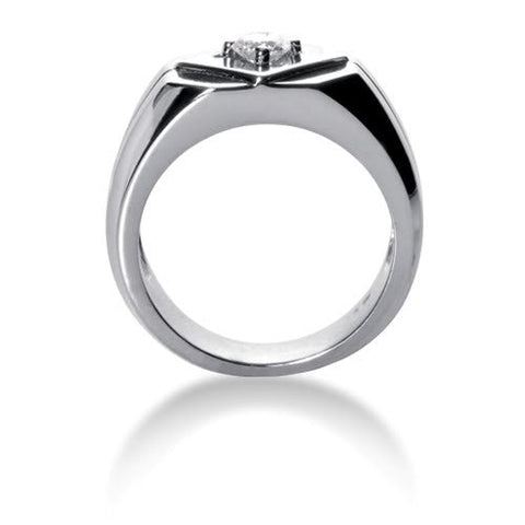 Round Brilliant Diamond Mens Ring in 14k white gold (0.25cttw, F-G Color, SI2 Clarity)