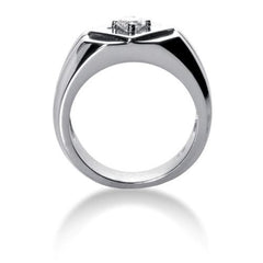 Round Brilliant Diamond Mens Ring in 14k white gold (0.25cttw, F-G Color, SI2 Clarity)