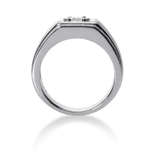 Round Brilliant Diamond Mens Ring in 14k white gold (0.25cttw, F-G Color, SI2 Clarity)