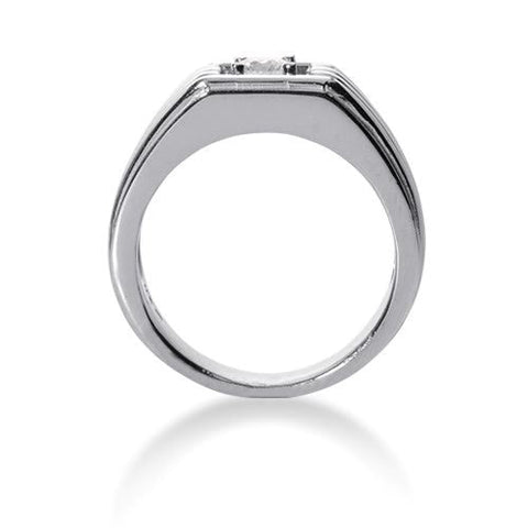 Round Brilliant Diamond Mens Ring in 14k white gold (0.25cttw, F-G Color, SI2 Clarity)