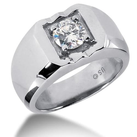 Round Brilliant Diamond Mens Ring in 14k white gold (0.25cttw, F-G Color, SI2 Clarity)