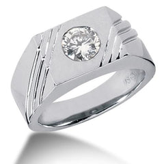 Round Brilliant Diamond Mens Ring in 14k white gold (0.25cttw, F-G Color, SI2 Clarity)