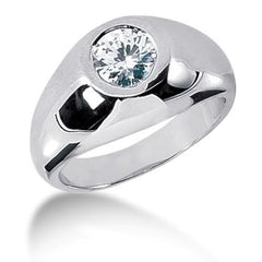Round Brilliant Diamond Mens Ring in 14k white gold (0.25cttw, F-G Color, SI2 Clarity)