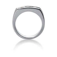 Round Brilliant Diamond Mens Ring in 14k white gold (0.45cttw, F-G Color, SI2 Clarity)
