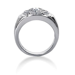 Round Brilliant Diamond Mens Ring in 14k white gold (0.48cttw, F-G Color, SI2 Clarity)